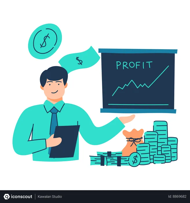 Free Employee analyzes profit growth  Illustration