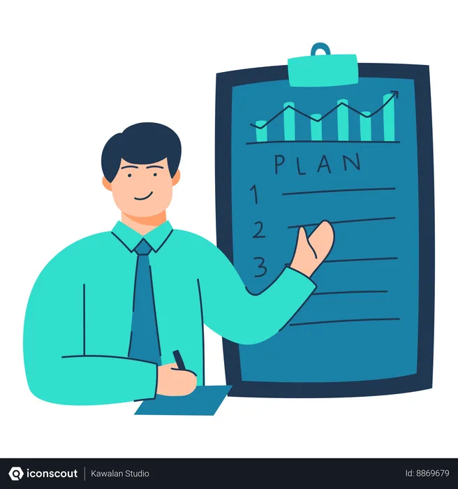 Free Employee is doing business planning  Illustration