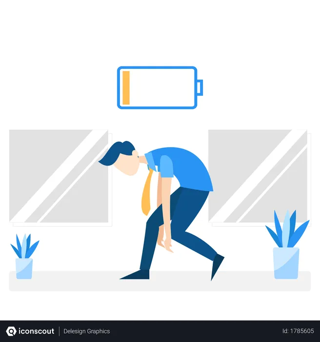 Free Employee tired and battery down  Illustration