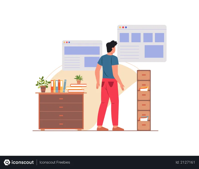 Free Employee working in the office  Illustration