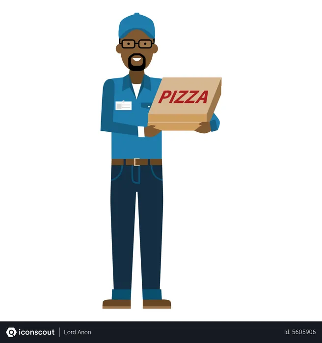 Free Entregador com pizza  Ilustração