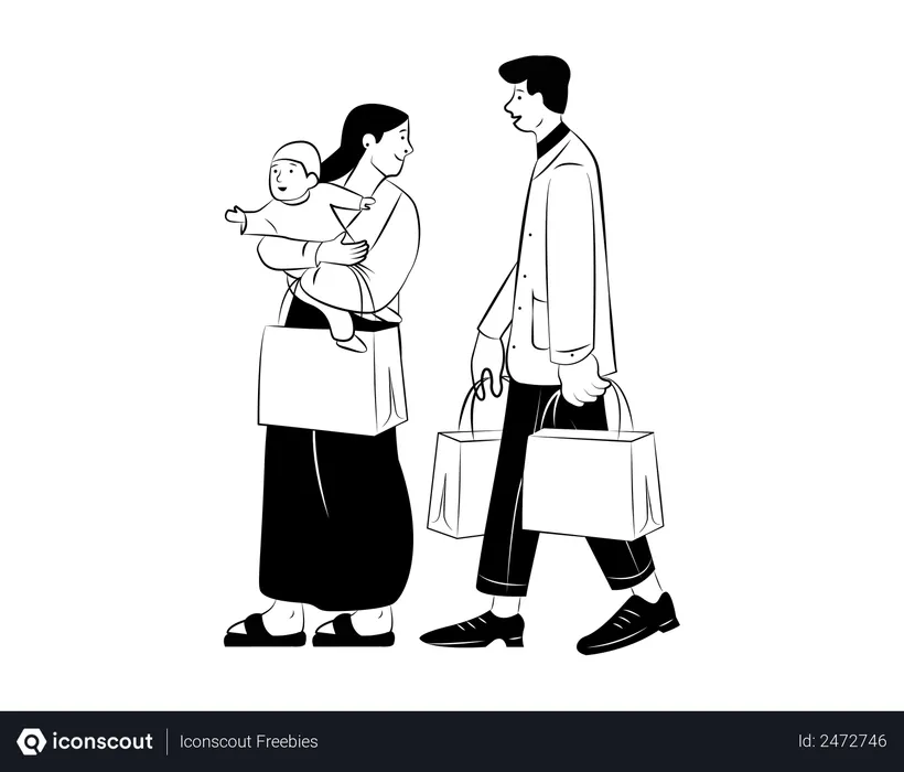 Free Family doing Diwali shopping  Illustration
