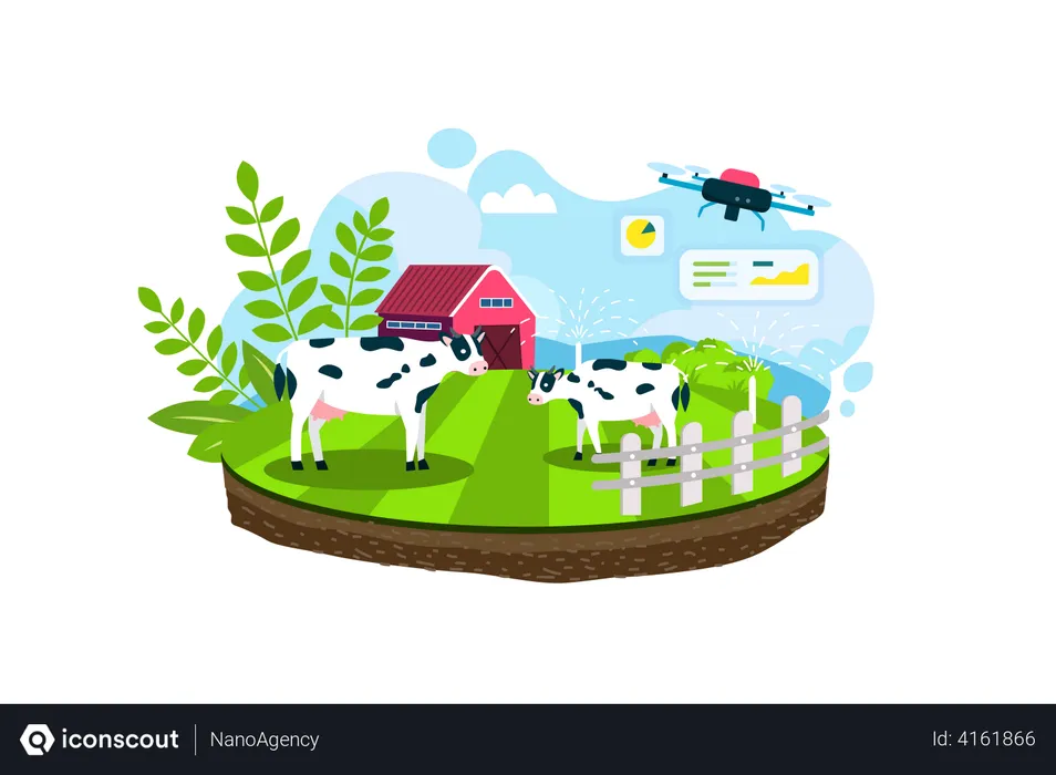 Free Farmer using drone for farm monitoring  Illustration