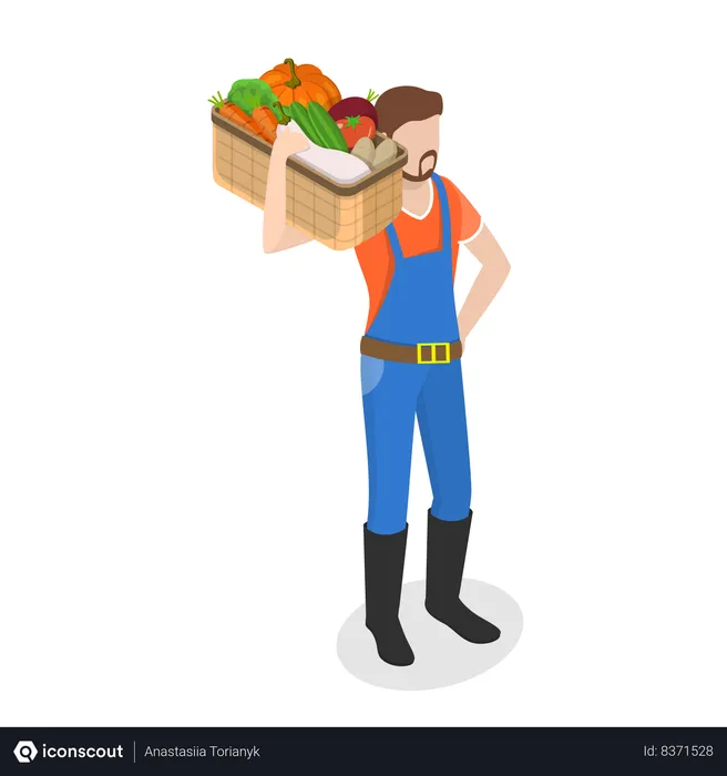 Free Farmer with vegetable basket  Illustration