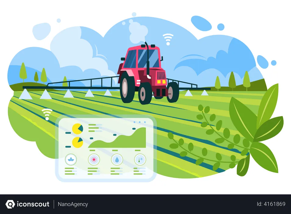 Free Farming using autonomous Cultivator  Illustration