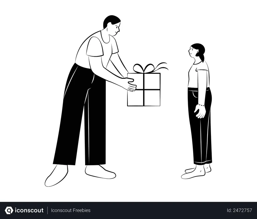 Free Father giving gift to his daughter  Illustration