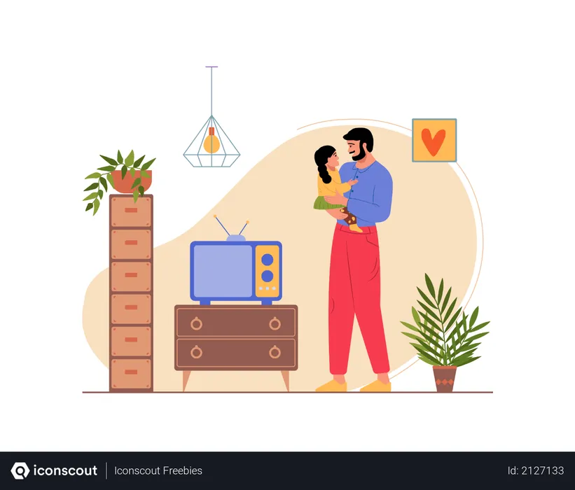 Free Father Playing with his daughter at home  Illustration