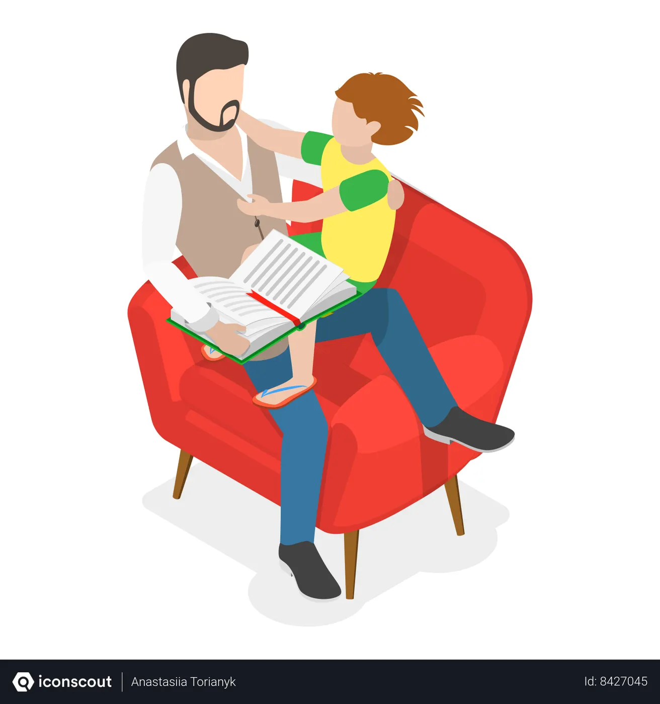 best-free-father-reading-story-book-for-child-illustration-download-in
