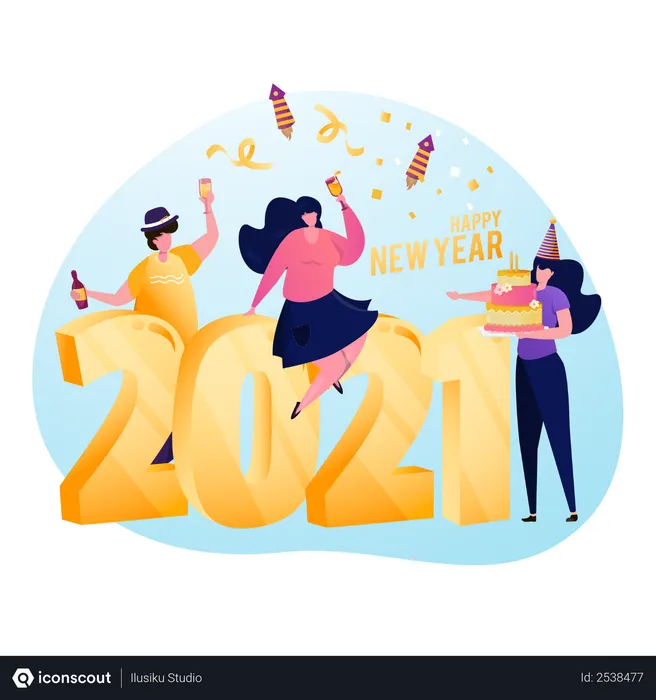 Free Preparando a festa de ano novo de 2021  Ilustração