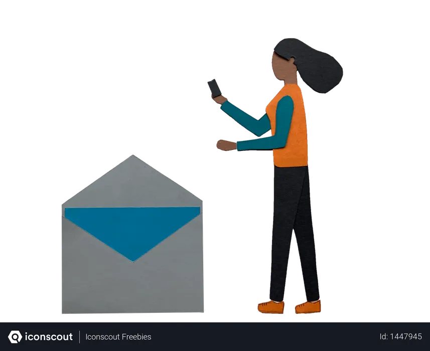 Free Femme vérifiant le courrier électronique reçu au téléphone Logo Illustration