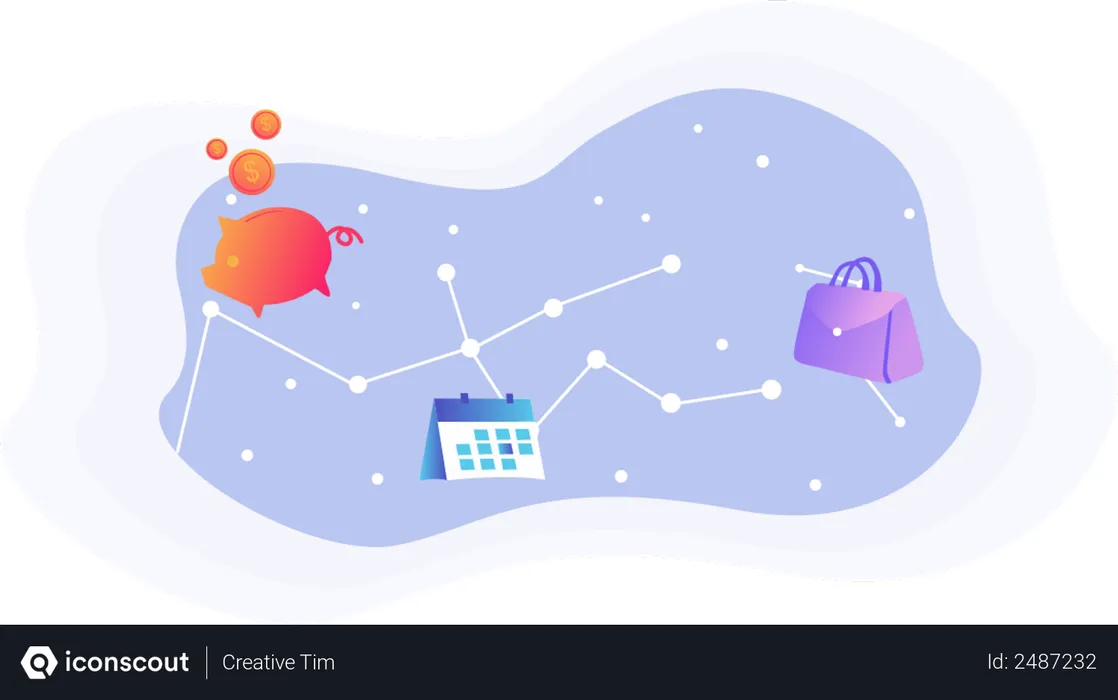 Free Financial savings scheduling concept with galaxy and stars pattern background  Illustration