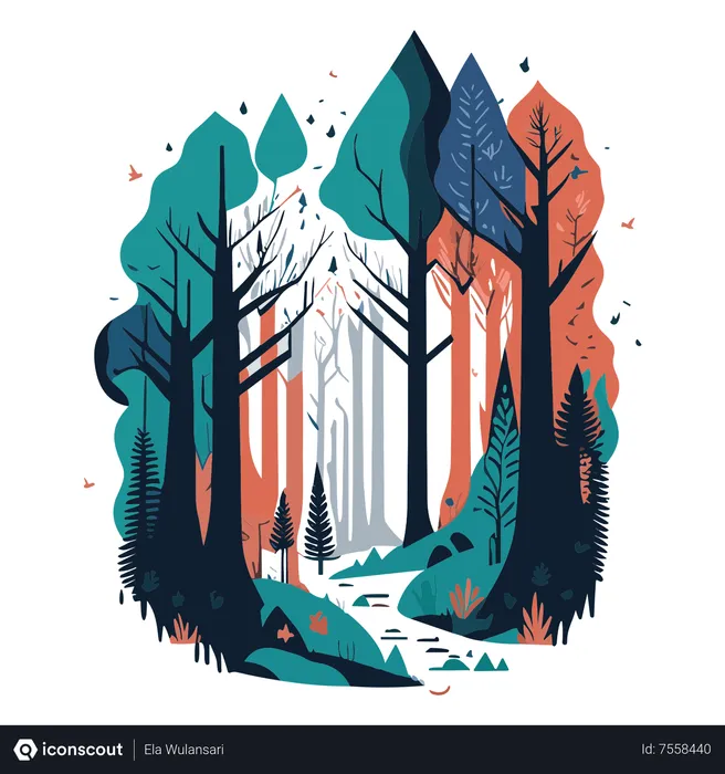 Best Free Forest view Illustration download in PNG & Vector format