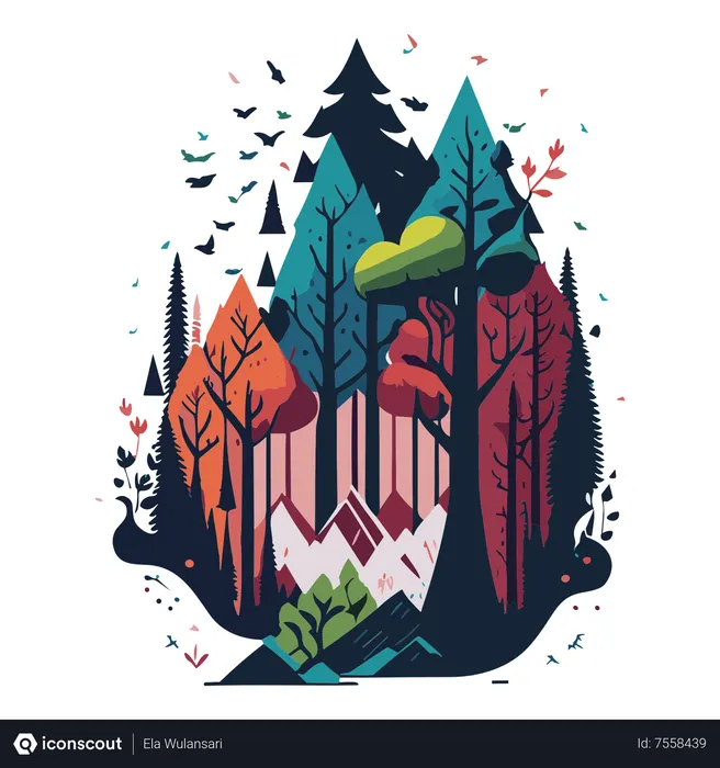 Free Forest view  Illustration