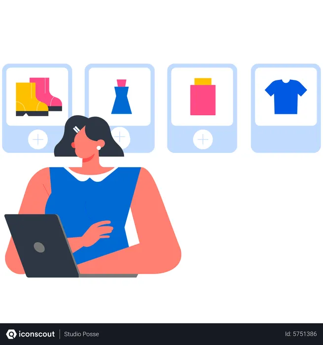 Free Frau beim Online-Shopping  Illustration