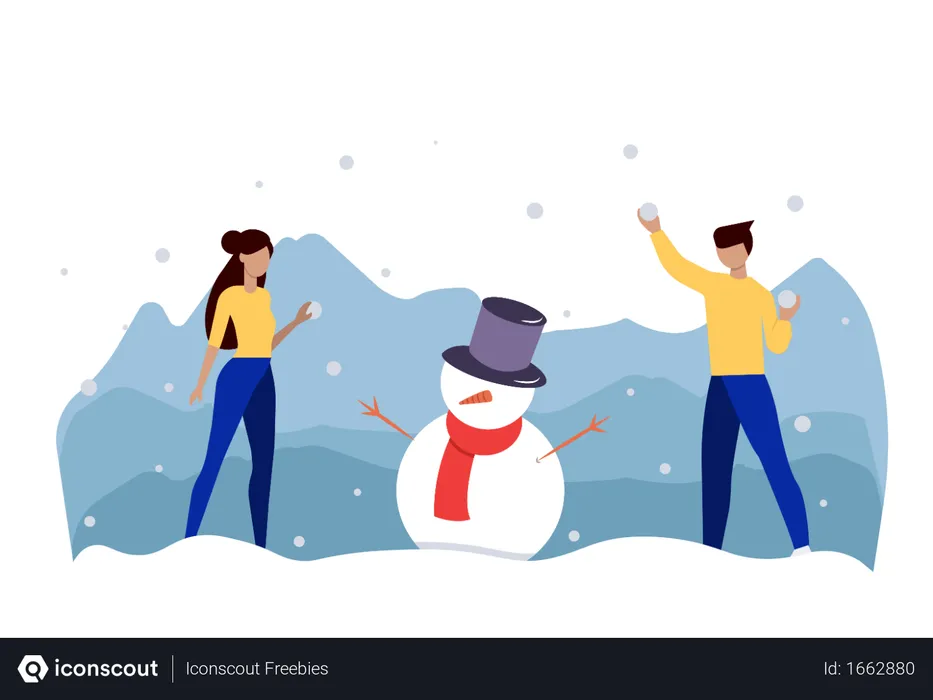 Free Friends playing with snow during christmas  Illustration