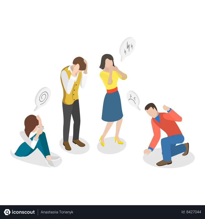 Free Frightened group of people sitting  Illustration