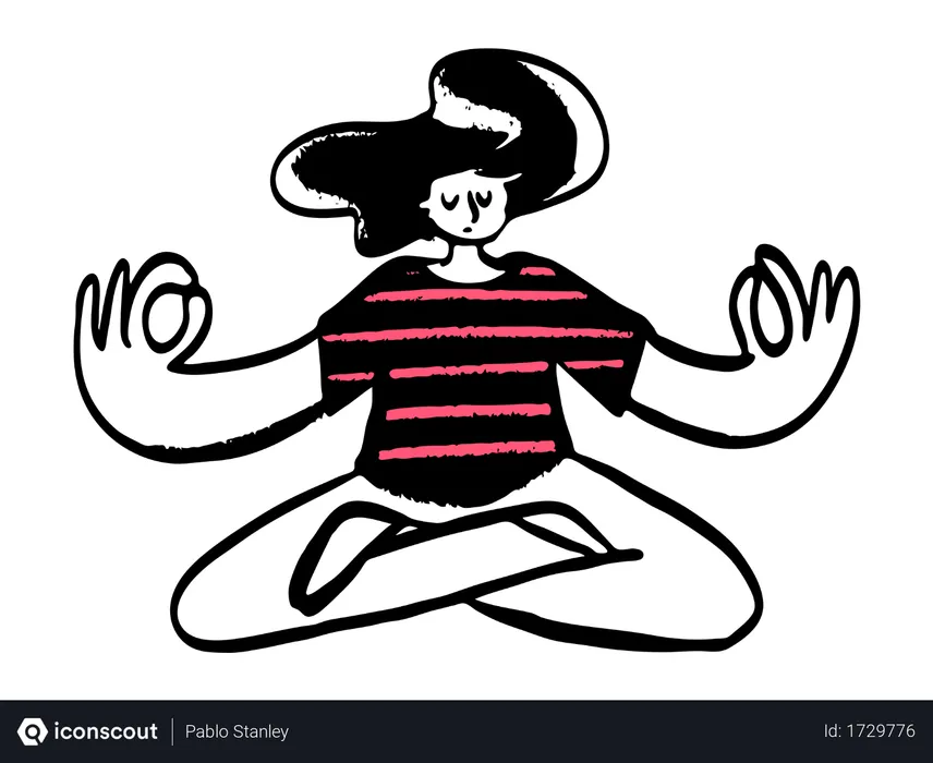 Free Girl doing meditation  Illustration