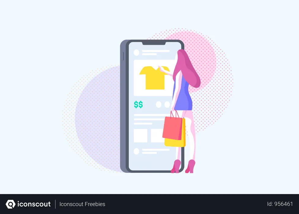 Free Girl Doing Online Shopping  Illustration