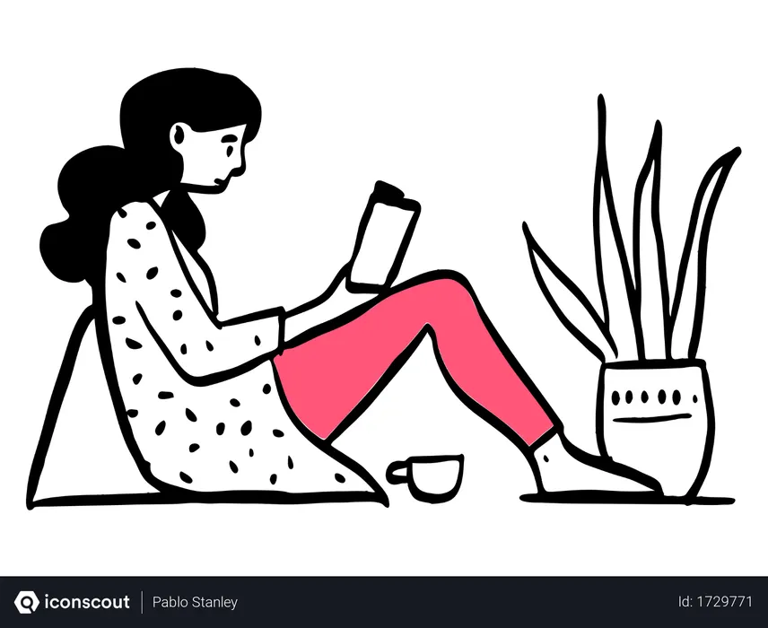 Free Girl enjoying reading  Illustration
