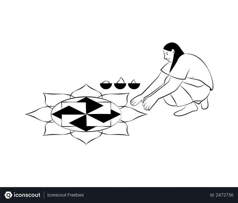 Free Girl making Rangoli  Illustration