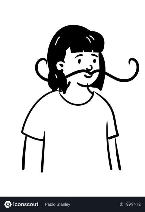 Free Girl with long mustache  Illustration