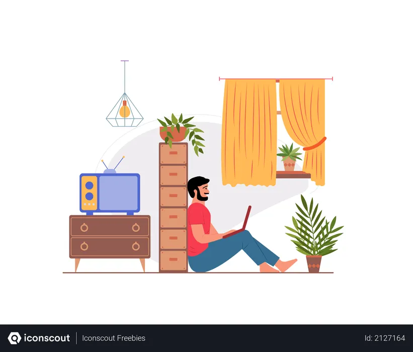Free Guy working at home  Illustration