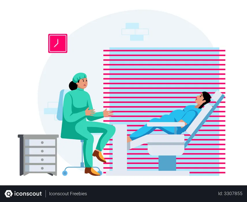 Free Gynaecologist consulting pregnant lady  Illustration