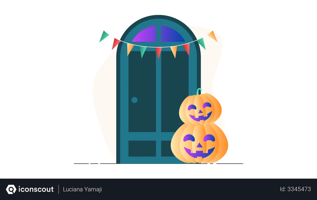 Free Halloween Pumpkin at the Door  Illustration