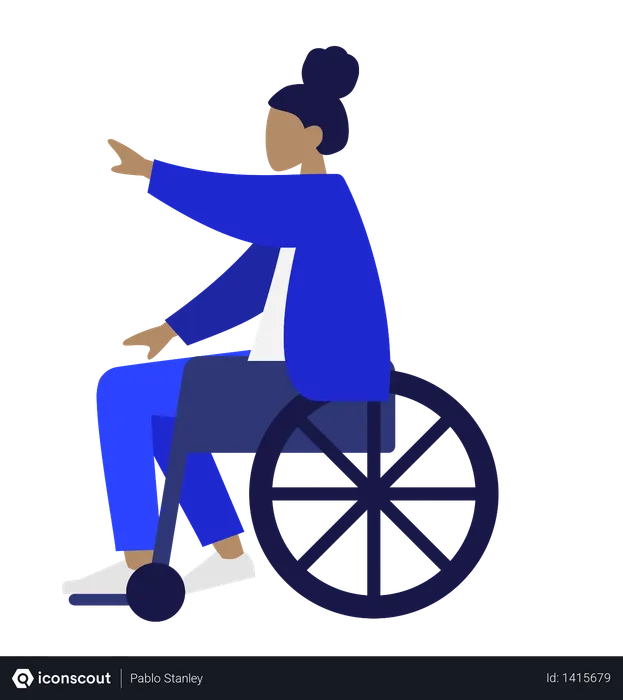 Free Handicapped woman sitting on wheelchair  Illustration