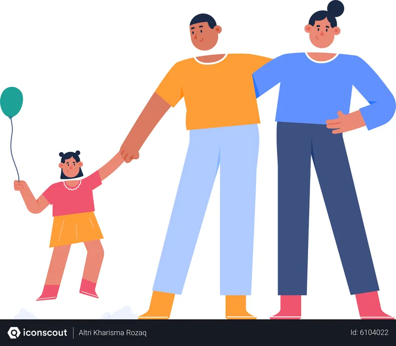 Free Happy family standing together  Illustration