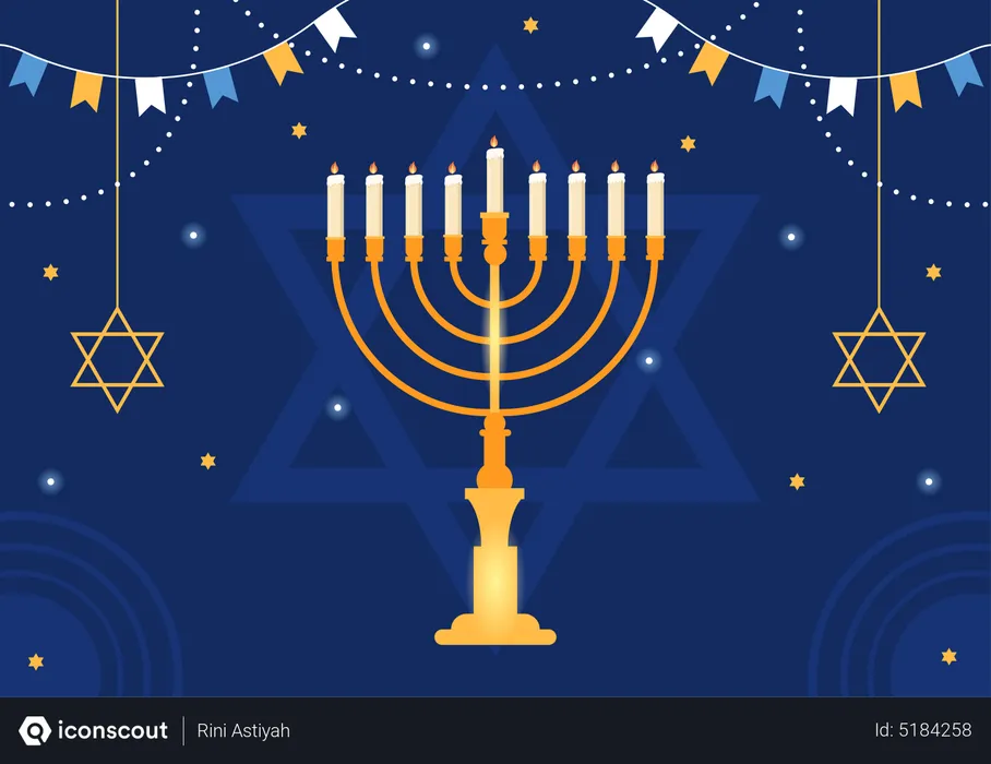 Free Happy Hanukkah Candle  Illustration