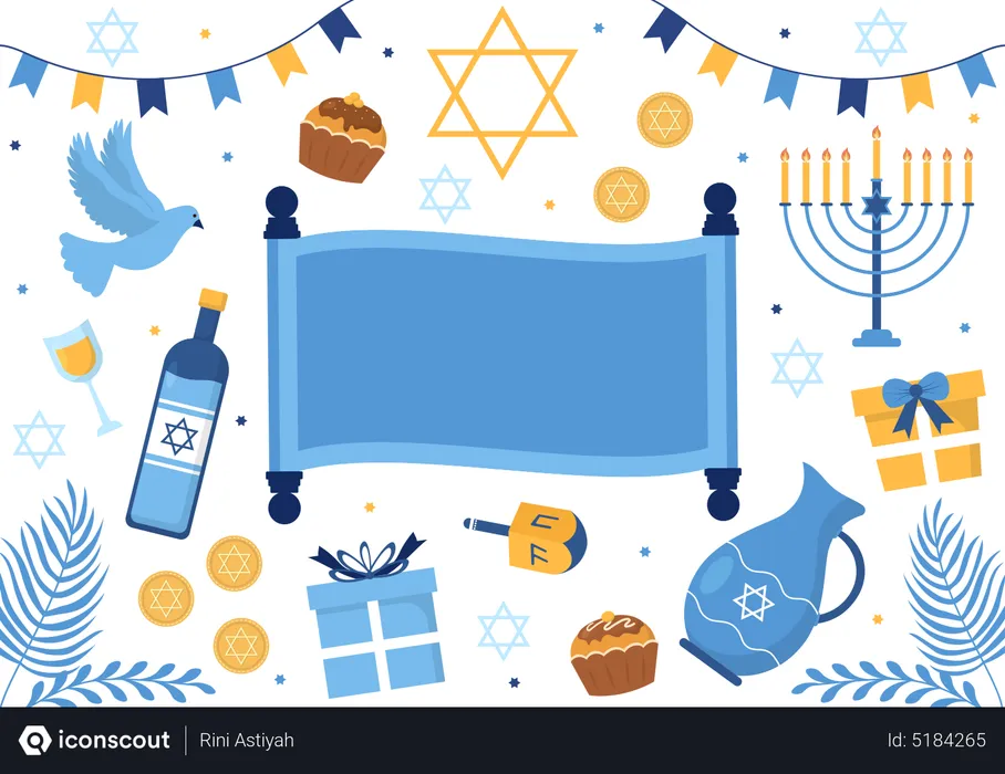 Free Happy Hanukkah Jewish Holiday  Illustration