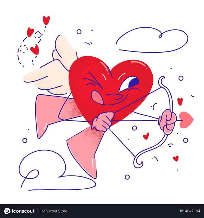 Free Heart Shooting Arrow  Illustration