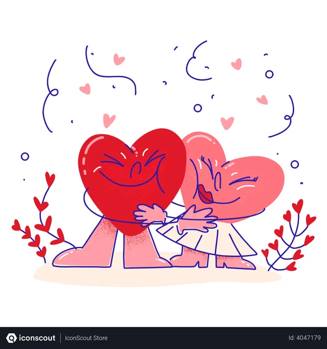Free Hearts Hugging  Illustration