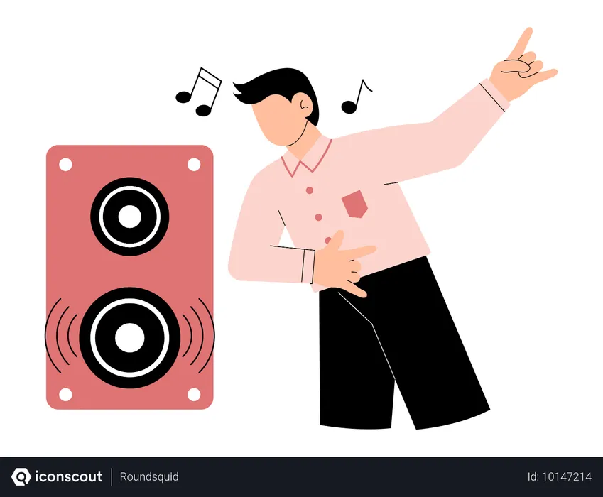 Free El hombre baila al ritmo de canciones  Ilustración