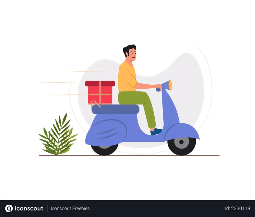 Free Repartidor masculino montando scooter  Illustration