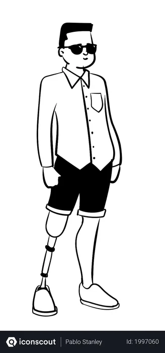 Free Homem elegante com perna artificial  Ilustração