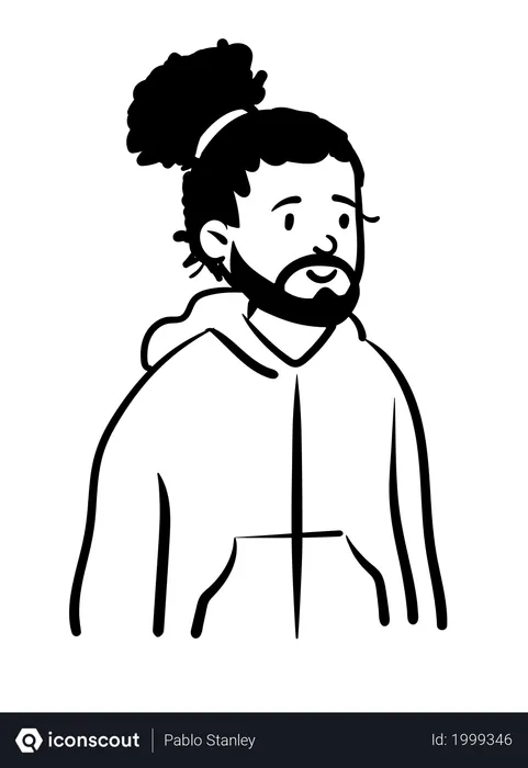 Free Homme avec barbe et cheveux longs  Illustration