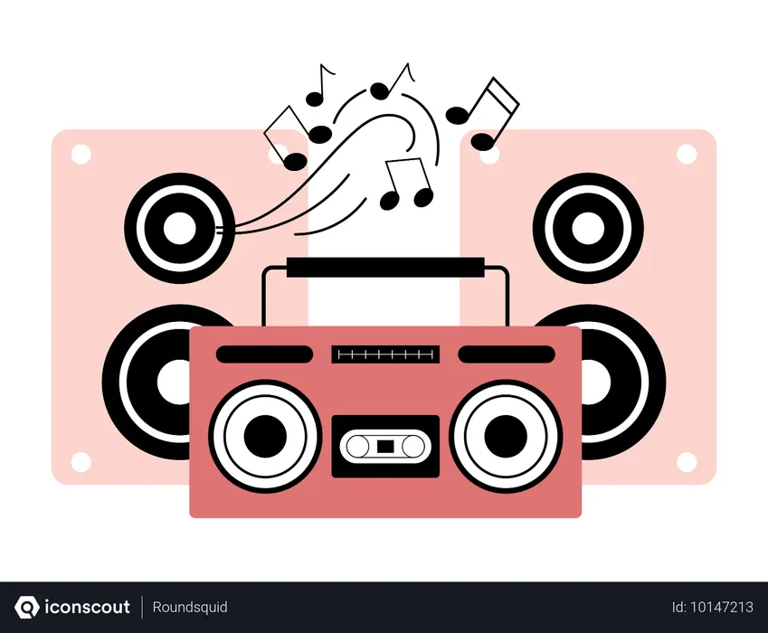 Free Homme écoutant des chansons sur un lecteur de cassettes  Illustration
