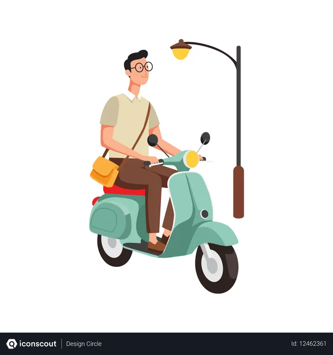 Free Homme conduisant un scooter dans la ville  Illustration