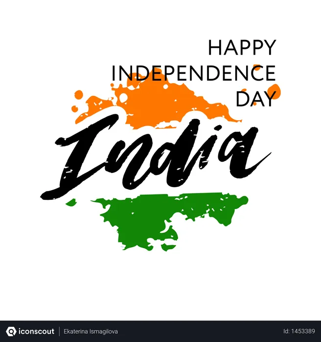 Free India Independence Day 15 august Lettering Calligraphy  Illustration