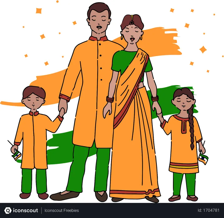 Free Indian family celebrating republic day  Illustration