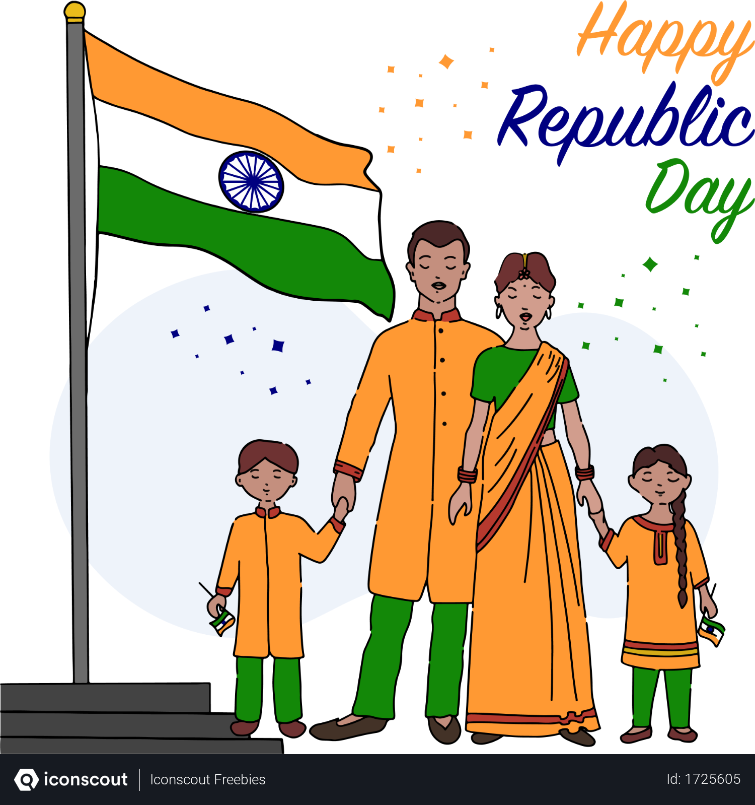 Best Free Indian political leader, soldier and freedom fighter celebrating  republic day with Indian flag hoisting Illustration download in PNG &  Vector format