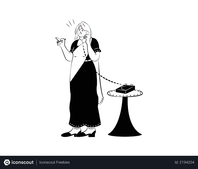 Free Indian wife talking on the telephone Illustration