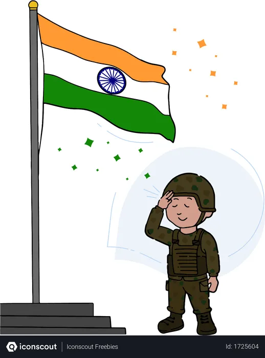 Free Indischer Soldat grüßt Tiranga  Illustration