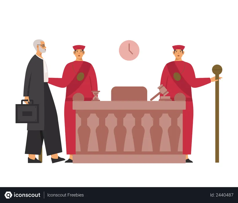 Free Judge arriving in court  Illustration