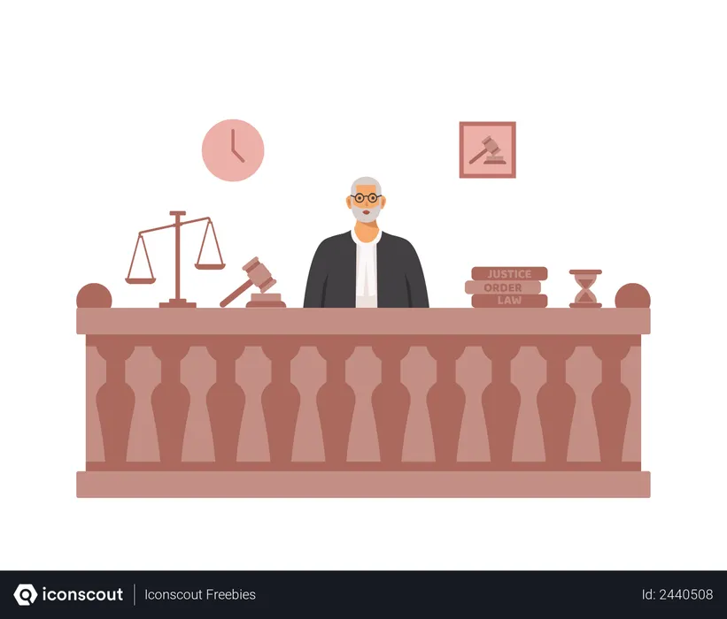 Free Judge seating in court  Illustration