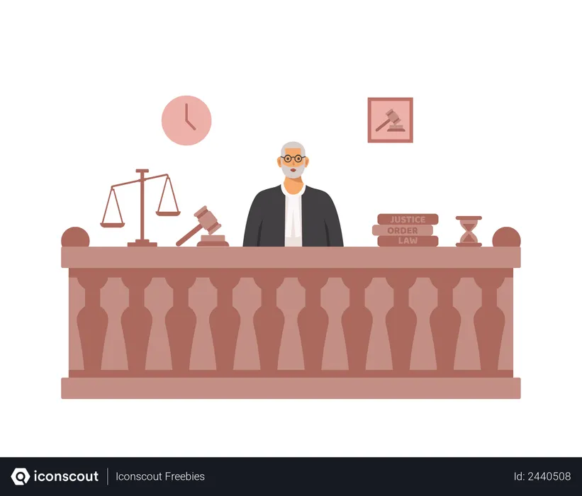 Free Juiz sentado no tribunal  Illustration