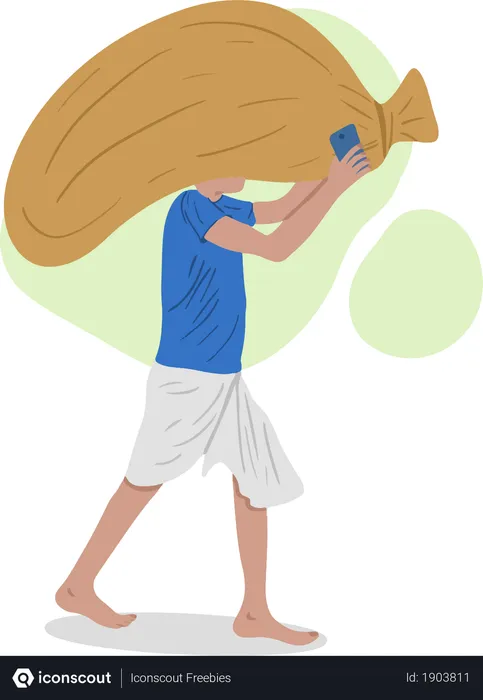 Free Labour Carrying Sack  Illustration