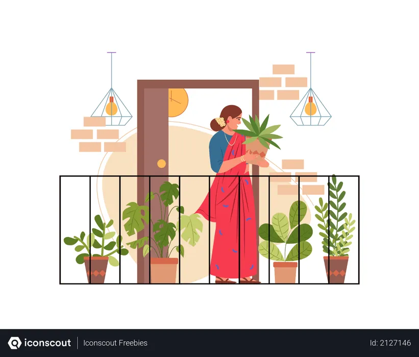 Free Lady doing gardening  Illustration